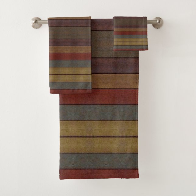 Brown Blue Grey Gold Bath Towel Set (Insitu)