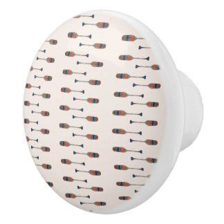 Brown blue navy watercolor paddle illustration  ceramic knob