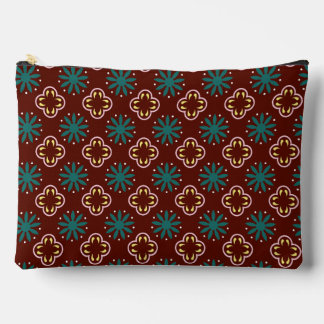 Brown Blue Pattern Accessory Pouch