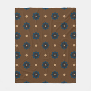 Brown Blue Rub El Hizb Pattern Fleece Blanket