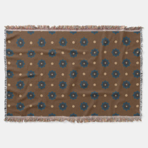 Brown Blue Rub El Hizb Pattern Throw Blanket