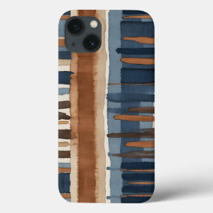 Brown Blue rust and beige abstract iPhone 13 Case