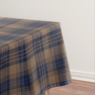 Brown Blue Tartan Plaid Rustic Pattern Tablecloth