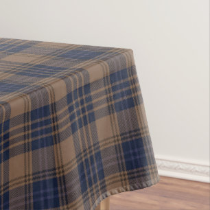 Brown Blue Tartan Plaid Rustic Pattern Tablecloth