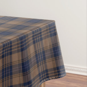 Brown Blue Tartan Plaid Rustic Pattern Tablecloth