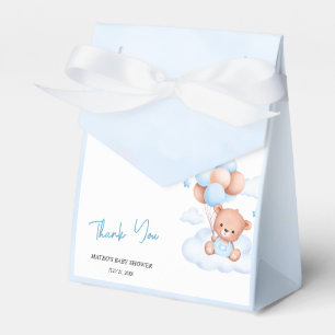 Brown Blue Teddy Bear Balloons Baby Favour Box