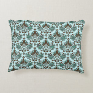 Brown & Blue Vintage Floral Pattern Design 2 Decorative Cushion