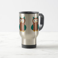 Brown Blue Wise Owl Eyes Cartoon Bird Animal