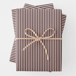 Brown Blush Pink Preppy Retro Chic Stripe Pattern Wrapping Paper Sheet