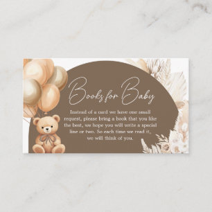 Brown Boho Bear Balloon Baby Shower Books for Baby Enclosure Card