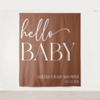 Brown Boho Bohemian Hello Baby Baby Shower