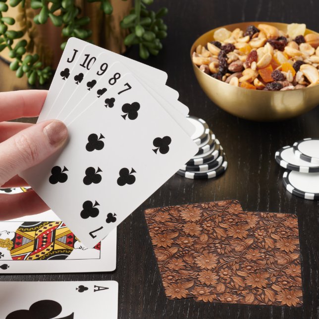 Brown Boho Floral Playing Cards (In Situ)