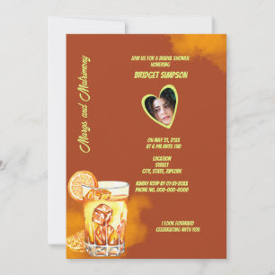 brown boho photo bridal shower margs & matrimony  invitation