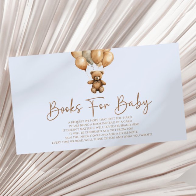 Brown Boho Teddy Bear Baby Shower Books For Baby Enclosure Card (Creator Uploaded)
