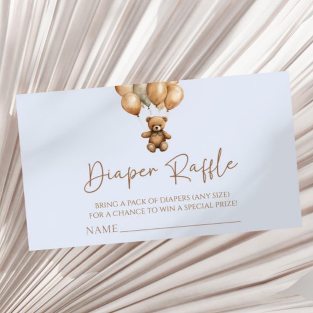 Brown Boho Teddy Bear Baby Shower Diaper Raffle Enclosure Card (Creator Uploaded)