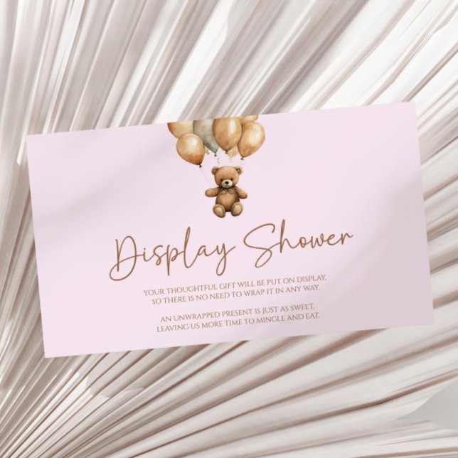 Brown Boho Teddy Bear Baby Shower Display Shower Enclosure Card (Creator Uploaded)