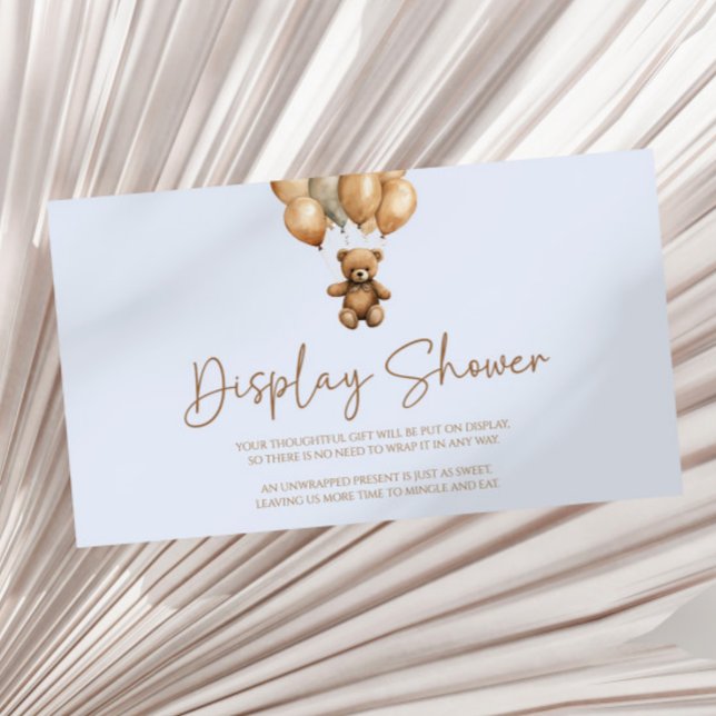 Brown Boho Teddy Bear Baby Shower Display Shower Enclosure Card (Creator Uploaded)