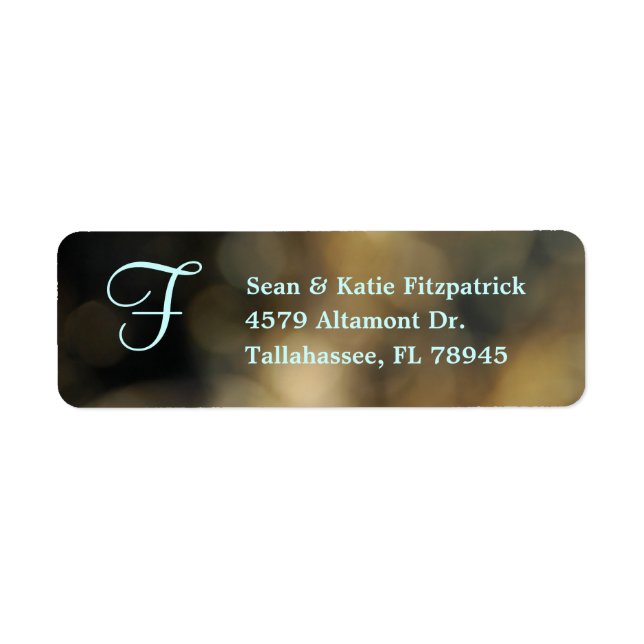 Brown Bokeh Monogram Return Address Labels (Front)