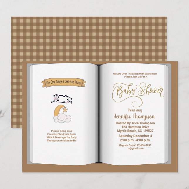 Brown Book Theme Baby Shower Invitation (Neutral ) (Front/Back)