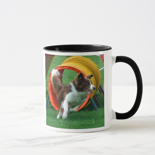 Brown Border Collie Agility Tunnel Mug (Right)