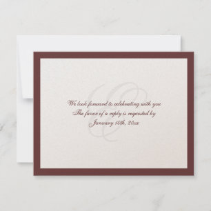 Brown border shimmer traditional wedding response invitation