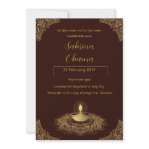 Brown Bordered Traditional Saraswathi Puja Invitat