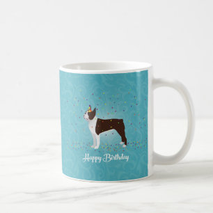 Brown Boston Terrier Birthday Design Coffee Mug