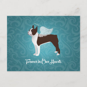 Brown Boston Terrier Dog Angel Pet Memorial Postcard