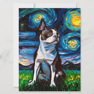 Brown Boston Terrier Night   Gift for Earth Day