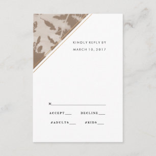 Brown botanical wedding rsvp card, reply card
