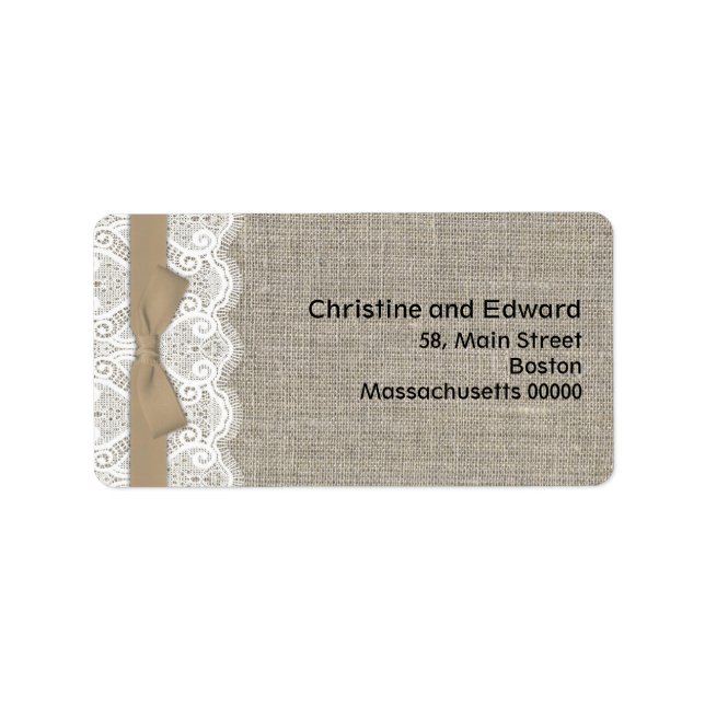 Brown Bow and Lace Address Labels (Front)