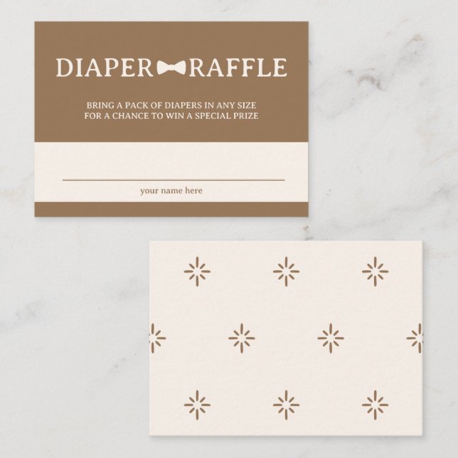 Brown Bow Tie Diaper Raffle Enclosure Card (Front/Back)