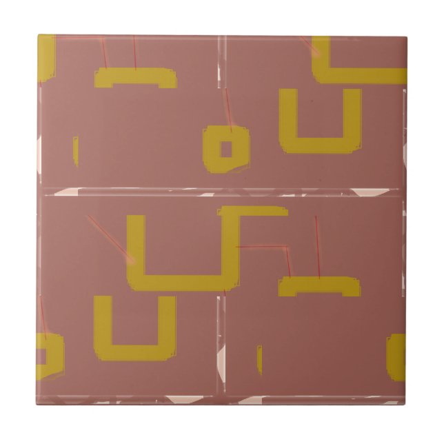 Brown Box Geometric Ceramic Tile (Front)
