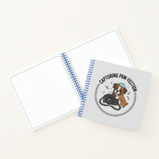 Brown Boxer Dog Camera Blue Beret Creative Artbook Notebook