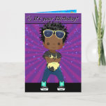 Brown Boys Hip Hop Word Search Happy Birthday Card<br><div class="desc">Check out this super fun Hip Hop themed Happy Birthday Card for a boy! It is amazing! His name and age appear on every fold of this card making it super personal. You get to add a personal message and your name and have it printed on the inside right fold!...</div>