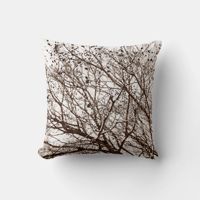 Brown Branches on White Cushion (Front)
