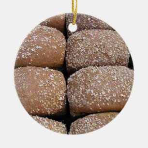 Brown bread rolls ceramic tree decoration