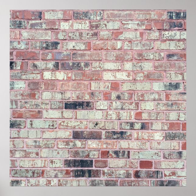 Brown Brick Background Red Bricks Grunge Wall Poster (Front)