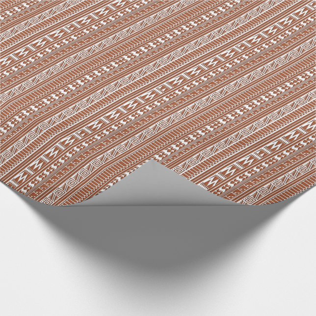 Brown Brick Geometric Aztec Tribal Print Pattern Wrapping Paper (Corner)