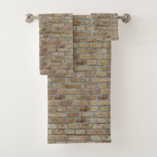 Brown Brick Wall A Novelty Design  Bath Towel Set