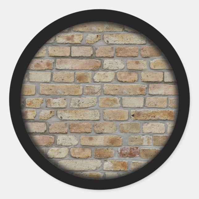 Brown Brick Wall A Novelty Design  Classic Round Sticker (Front)
