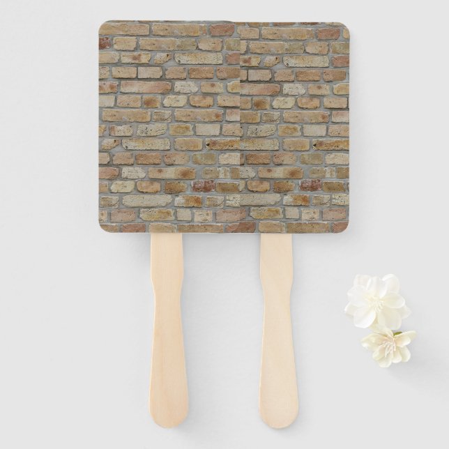 Brown Brick Wall A Novelty Design  Hand Fan (Front and Back)