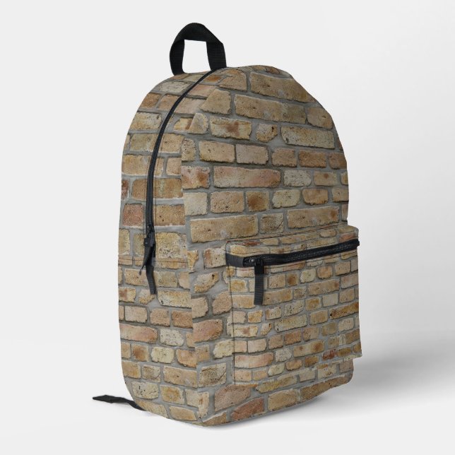 Brown Brick Wall A Novelty Design  Printed Backpack (Back Corner Left)