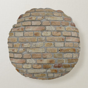 Brown Brick Wall A Novelty Design  Round Cushion