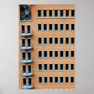 Brown brick wall building poster