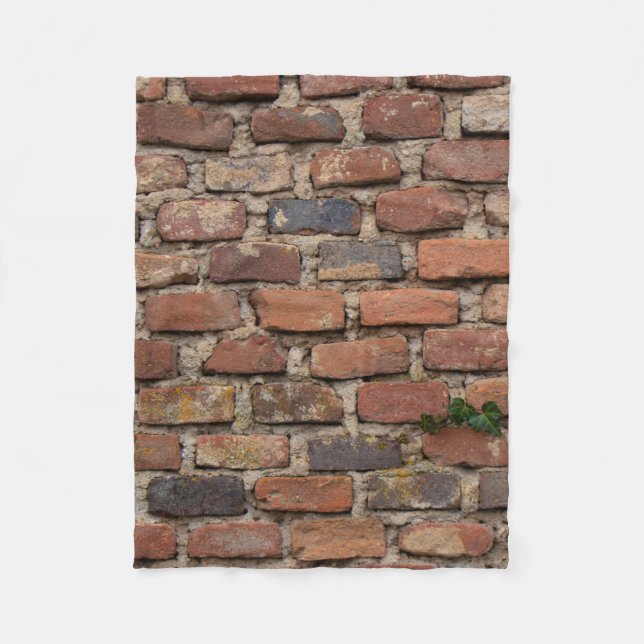 Brown brick wall fleece blanket (Front)