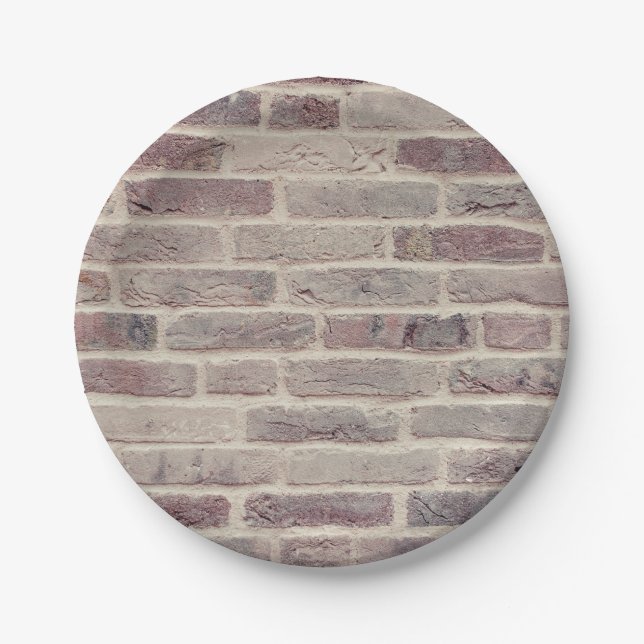 Brown Brick Wall Paper Plate (Front)