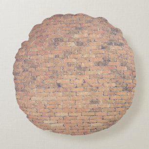 Brown brick wall photography round cushion