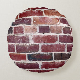 Brown brick wall round cushion