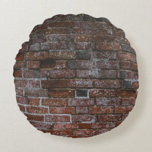 Brown brick wall round cushion